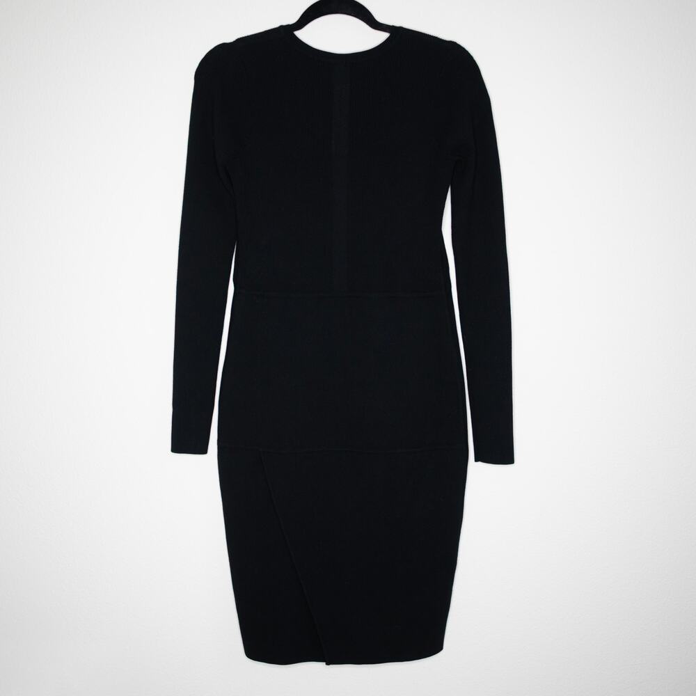 RICK OWENS Black Scarpa Pocket Faux Wrap Skirt Knit Midi Pencil Dress SZ 6 US - Picture 5 of 11